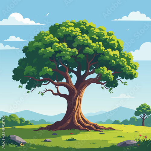 The tree of Life spreading across the sky and beneath the ground