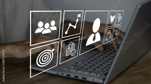 Cuadro en lienzo HR, Human Resource and Outsourcing concept featuring an HR manager concept using