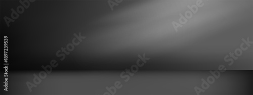 Abstract  black gradient podium background, minimal empty 3D studio backdrop.