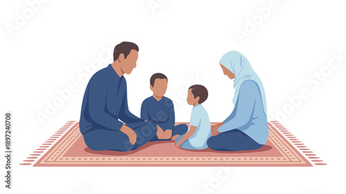 Family Prayer Session on Prayer Mat.