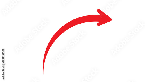 Φωτογραφία Vibrant red arrow with a curved trajectory moving upwards and to the right, on a