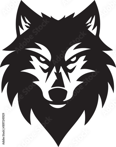 Stylized Wolf Head Black Silhouette Logo Vector Illustration