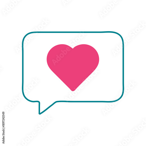 Minimal chat bubble icon with heart symbol representing love, care, and social interaction. Ideal for messaging apps, feedback, support, healthcare, and modern UI or graphic design projects.
