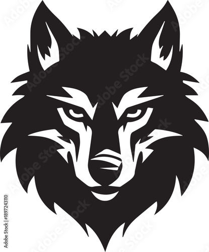 Stylized Wolf Head Black Silhouette Logo Vector Illustration