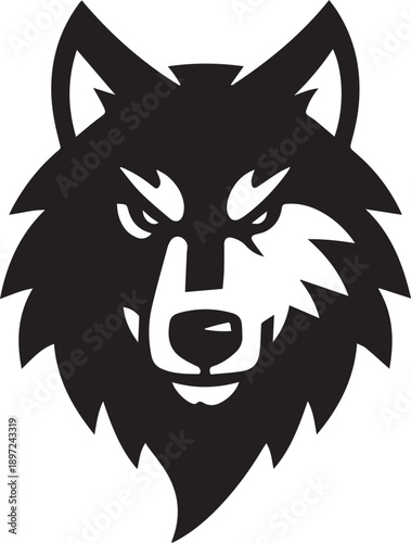 Stylized Wolf Head Black Silhouette Logo Vector Illustration