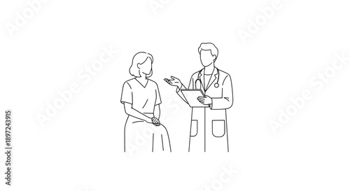 Male doctor talking with a woman patient. Medical consultation for rejuvenation and cosmetology. Skincare and beauty procedure concept. Transparent background