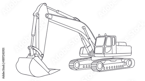 Modern excavator illustration for construction projects