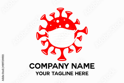 virus symbol logo with mask