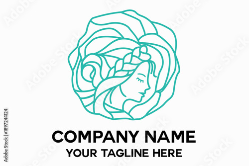 beauty logo of woman's face with flowers