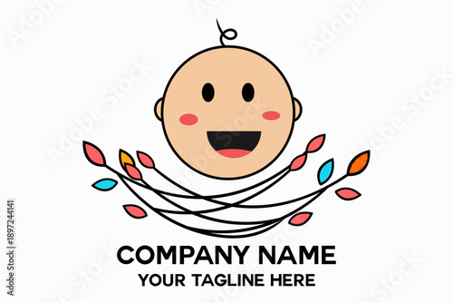 cute baby face logo
