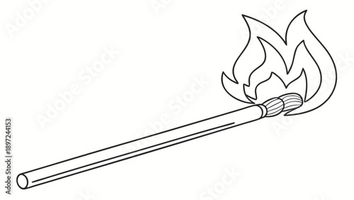 Burning torch with flame illustration