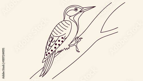 Vibrant woodpecker perched on tree branch in elegant pose