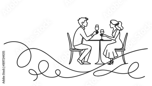 Couple on romantic evening with wine