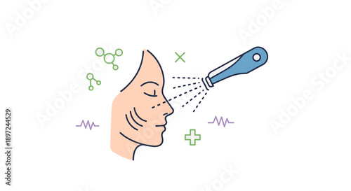 A woman undergoes a facial treatment demonstrating the concept of skin rejuvenation and cosmetic procedures. Transparent background