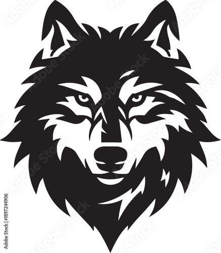 Stylized Wolf Head Black Silhouette Logo Vector Illustration