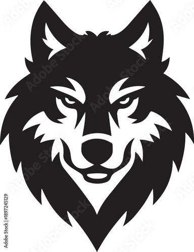 Stylized Wolf Head Black Silhouette Logo Vector Illustration