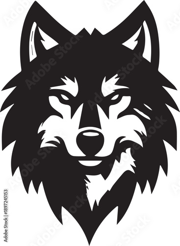 Stylized Wolf Head Black Silhouette Logo Vector Illustration