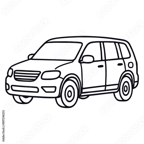 Outline vector illustration of a passenger van viewed from the front, designed in a clean minimal style for transport icons.
