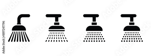 Toilet and shower bathroom icons, vector illustration for restroom