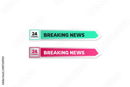 Green and pink options for news banners for tv show design without background