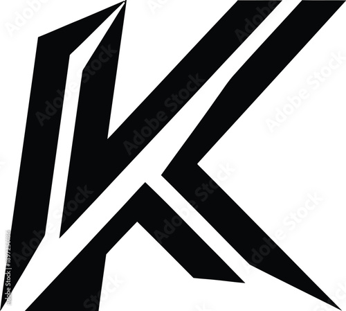 Sharp, angular letter K logo, modern and strong design