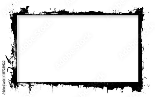 Grunge ink blot frame with streak. 