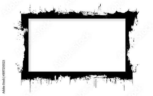 Grunge ink blot frame with streak. 