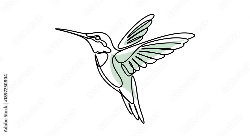 Obraz premium Elemento de dibujo de línea continua de pájaro volador aislado sobre fondo blanco para elemento decorativo. Ilustración vectorial de forma animal en un estilo de contorno moderno.
