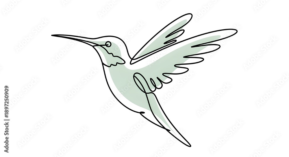 Obraz premium Elemento de dibujo de línea continua de pájaro volador aislado sobre fondo blanco para elemento decorativo. Ilustración vectorial de forma animal en un estilo de contorno moderno.