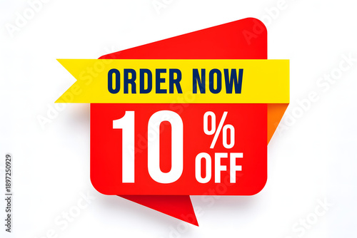 Order now 10% off promotion tag for online shopping and limited time deals.