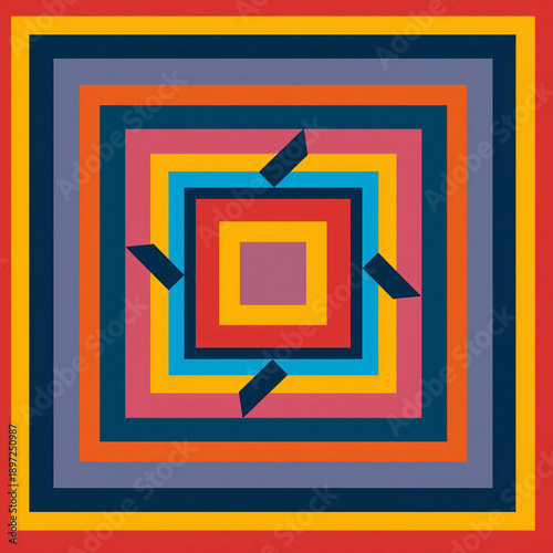 Modern composition with colorful maze and interesting organic shapes.