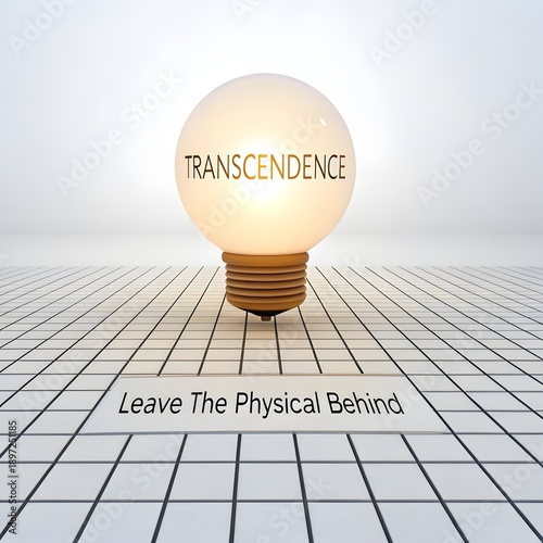 Photography A luminous sphere representing transcendence rising above a grid
