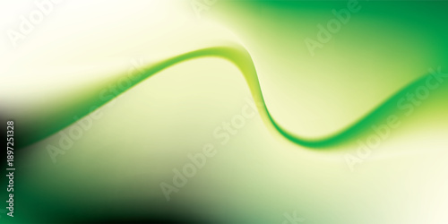 Abstract Green Wave Flowing Smoothly Across a Light Background.