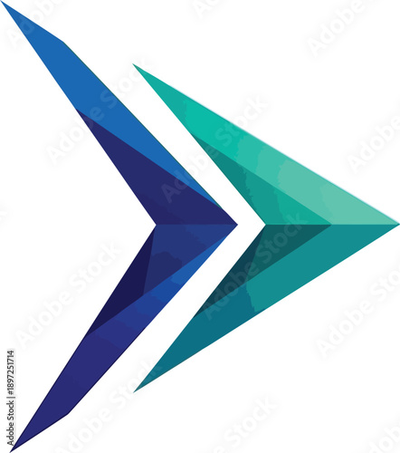 Geometric Blue and Teal Forward Arrow Icon