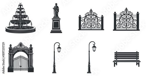 A collection of CPU microchip illustrations in clean outline vector style, suitable for technology branding and digital design projects