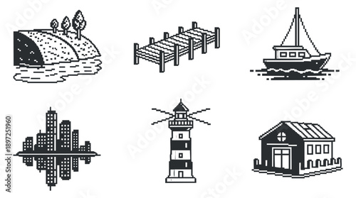 A collection of elegant curtain designs in black and white outline vector style, perfect for interior decoration and design projects