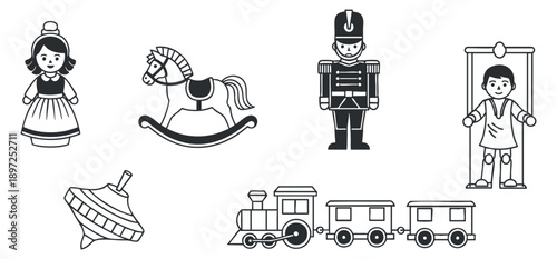 A collection of camper vans with bicycles on top in black and white minimalist vector style, perfect for travel and outdoor adventures