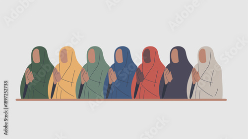 Diverse Women Wearing Hijabs Standing Together.