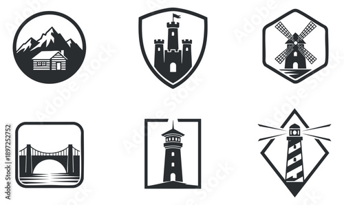 A collection of scooters, skateboards, a bicycle, rollerblades, and a unicycle in black and white outline vector style, ideal for sports and recreation themes
