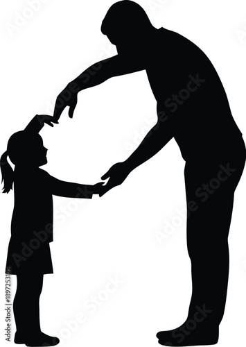 Father making heart shape with daughter silhouette vector for family love and connection