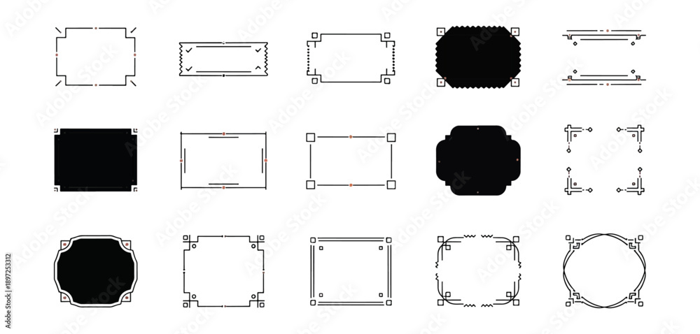 Obraz premium Abstract geometric shapes array on black background vector illustration