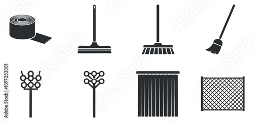 A set of illustrations depicting hands connecting and disconnecting electric plugs and sockets in minimalist black and white vector style, suitable for educational and safety materials