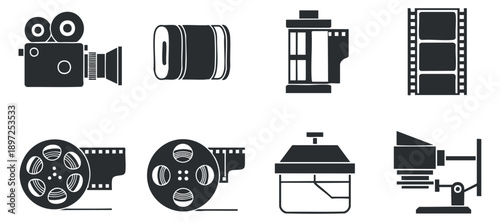 A collection of eight different styles of boots in black vector silhouette, ideal for outdoor and hiking gear designs