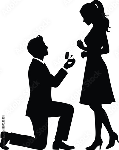 Man proposing marriage with ring to woman silhouette proposing marriage couple romantic moment
