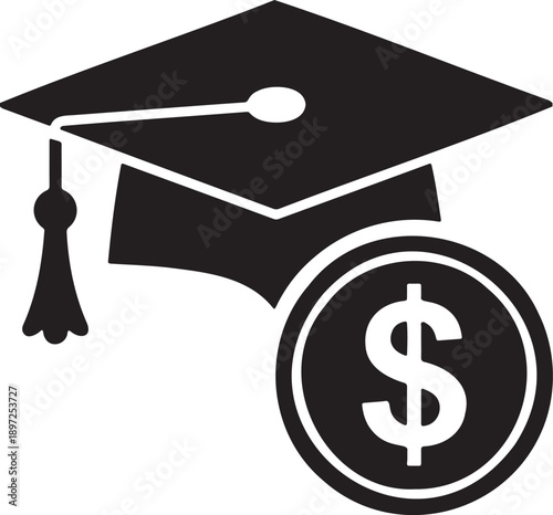 Graduation Mortarboard and Dollar Sign Icon