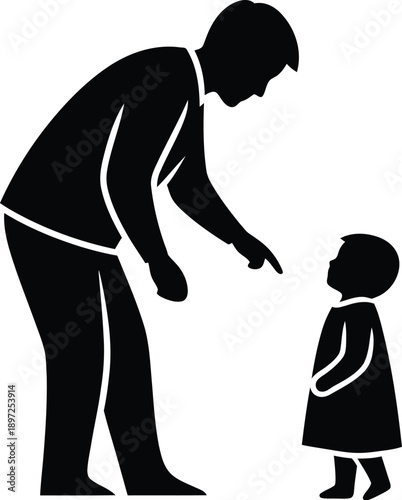 Father scolding child silhouette