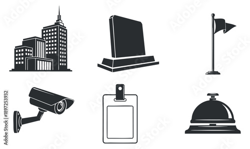 A set of various keys in black and white minimalist vector style, suitable for security and locksmith branding