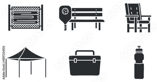 A set of eight dropper bottles in outline vector style, suitable for cosmetic and medical packaging designs
