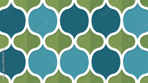 Repeating Pattern of Four Leaf Shapes.