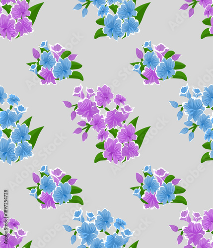 seamless floral background, Vintage floral sweet and charming cottage core seamless pattern repeatable for print background fabric textile cards backdrop in folk art decorative illustration style